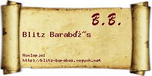 Blitz Barabás névjegykártya
